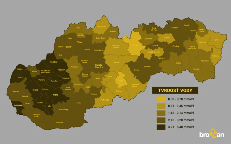 tvrdost vody mapa